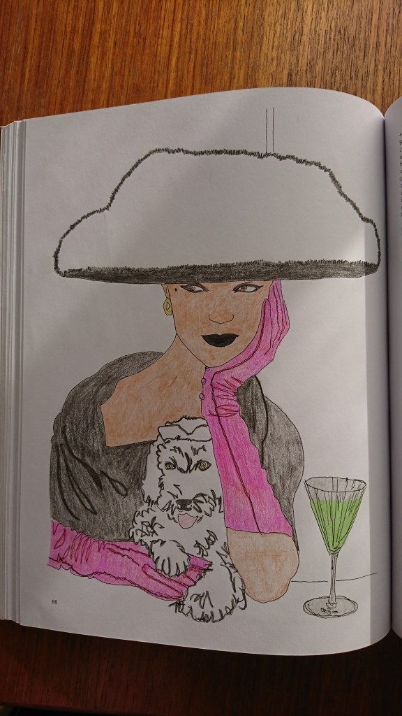 Woman with dog and absinthe